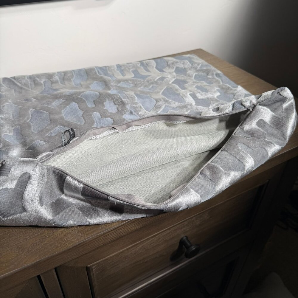 Rodeo Home Silver Geometric Velvet Pillow Covers — Set of 3, 18" Square - Picture 4 of 8